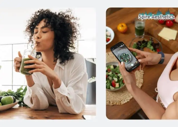 Image of woman looking into her diet and fat freezing Bibury to improve her health